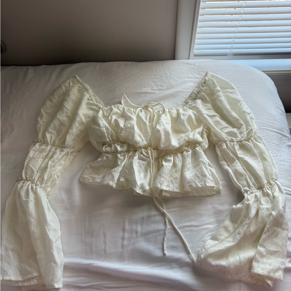 Lush Cream Peasant Blouse